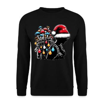 Pilzjäger Pilzjagd Weihnachtsmütze - Unisex Pullover - Schwarz - Vorne - Alina (178cm) & Michal (187cm)