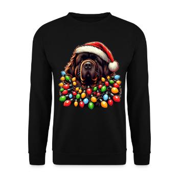 Terre-Neuve chien chien chapeau de Noël Noël - Sweat-shirt Unisexe - noir - Devant - Alina (178cm) & Michal (187cm)