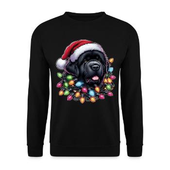 Terre-Neuve chien chien chapeau de Noël Noël - Sweat-shirt Unisexe - noir - Devant - Alina (178cm) & Michal (187cm)