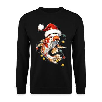 Nishikigoi carpe carpe koi poisson chapeau de Noël - Sweat-shirt Unisexe - noir - Devant - Alina (178cm) & Michal (187cm)