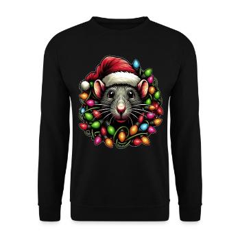 Rat Mouse Santa Hat Xmas - Unisex Sweatshirt - black - Front - Alina (178cm) & Michal (187cm)