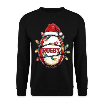 Rugby Ballspieler Team Weihnachtsmütze Xmas - Unisex Pullover - Schwarz - Vorne - Alina (178cm) & Michal (187cm)