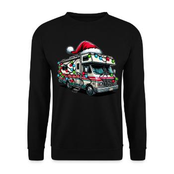 RV Camping Wohnmobil Wohnmobil Urlaub Weihnachten - Unisex Pullover - Schwarz - Vorne - Alina (178cm) & Michal (187cm)