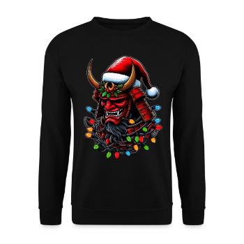 Samurai Krieger Japanische Weihnachtsmütze Xmas - Unisex Pullover - Schwarz - Vorne - Alina (178cm) & Michal (187cm)