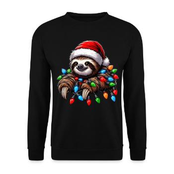 paresseux Père Noël chapeau - Sweat-shirt Unisexe - noir - Devant - Alina (178cm) & Michal (187cm)