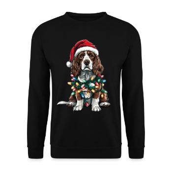 Springer Spaniel Chien Père Noël Noël - Sweat-shirt Unisexe - noir - Devant - Alina (178cm) & Michal (187cm)