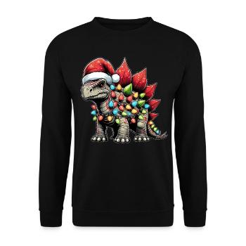 Stegosaurus Dinosaurier Weihnachtsmütze Xmas - Unisex Pullover - Schwarz - Vorne - Alina (178cm) & Michal (187cm)