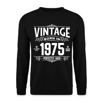Vintage born in 1975 Birthday 50 Years 50 Jahre - Unisex Sweatshirt - black - Front - Alina (178cm) & Michal (187cm)
