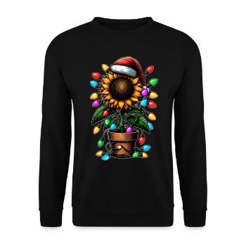 Niedliche Sonnenblume Weihnachtsmütze Xmas - Unisex Pullover - Schwarz - Vorne - Alina (178cm) & Michal (187cm)