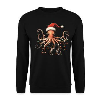 Octopus Squid Christmas Hat Xmas - Unisex Sweatshirt - black - Front - Alina (178cm) & Michal (187cm)