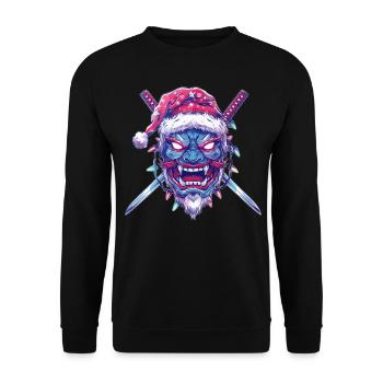 Chapeau de Noël Oni Yokai Devil Mask La Reine des Neiges X - Sweat-shirt Unisexe - noir - Devant - Alina (178cm) & Michal (187cm)