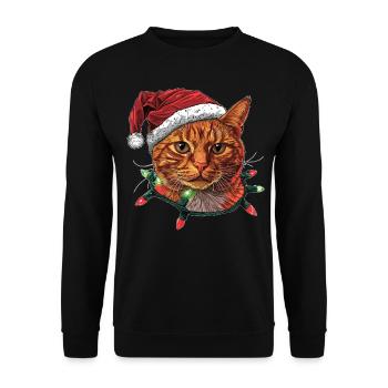 Cute Orange Cat Tabby Cat Christmas Hat - Unisex Sweatshirt - black - Front - Alina (178cm) & Michal (187cm)