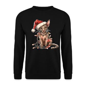 Oriental Shorthair Chat Chapeau de Noël Noël - Sweat-shirt Unisexe - noir - Devant - Alina (178cm) & Michal (187cm)