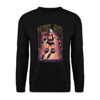 Rollschuhfahren für einen Rollschuhfahrerin - Unisex Pullover - Schwarz - Vorne - Alina (178cm) & Michal (187cm)