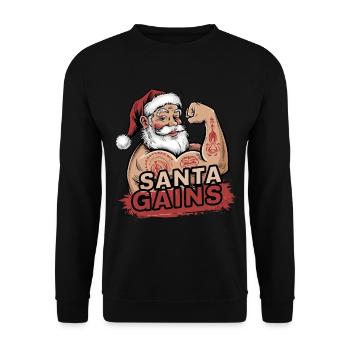 Lustiger Weihnachtsmann Weihnachts-Workout - Unisex Pullover - Schwarz - Vorne - Alina (178cm) & Michal (187cm)