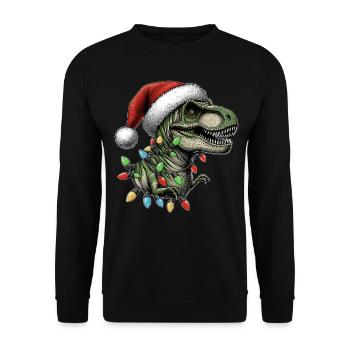 T-Rex Tyrannosaurus rex Dinosaurier Weihnachtsmütz - Unisex Pullover - Schwarz - Vorne - Alina (178cm) & Michal (187cm)