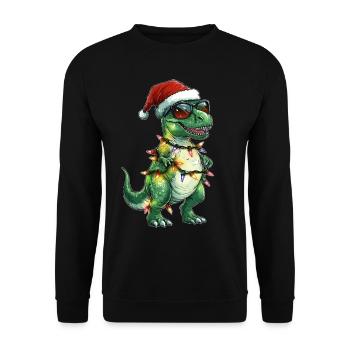 T-Rex Tyrannosaurus rex Dinosaurier Weihnachtsmütz - Unisex Pullover - Schwarz - Vorne - Alina (178cm) & Michal (187cm)