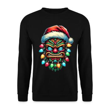 Tiki Luau Hawaïen Hawaïen Tiki Masque Noël Maman - Sweat-shirt Unisexe - noir - Devant - Alina (178cm) & Michal (187cm)