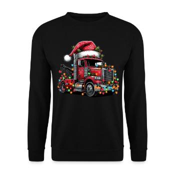 Abschlepper Abschleppwagen Abschleppen Weihnachten - Unisex Pullover - Schwarz - Vorne - Alina (178cm) & Michal (187cm)