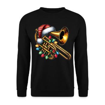 Trombone Instrument Trombonist Christmas Hat Xmas - Unisex Sweatshirt - black - Front - Alina (178cm) & Michal (187cm)