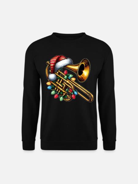 Posaune Instrument Posaunist Weihnachtsmütze Xmas - Unisex Pullover - Schwarz