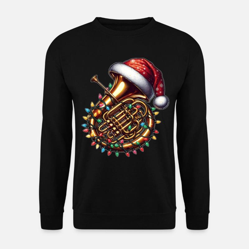 Tuba Instrument Weihnachtsmütze Xmas - Unisex Pullover - Schwarz