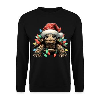 Turtle Sea Animal Christmas Hat Xmas - Unisex Sweatshirt - black - Front - Alina (178cm) & Michal (187cm)