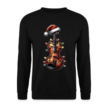 Geige Instrument Geigerin Weihnachtsmütze Xmas - Unisex Pullover - Schwarz - Vorne - Alina (178cm) & Michal (187cm)