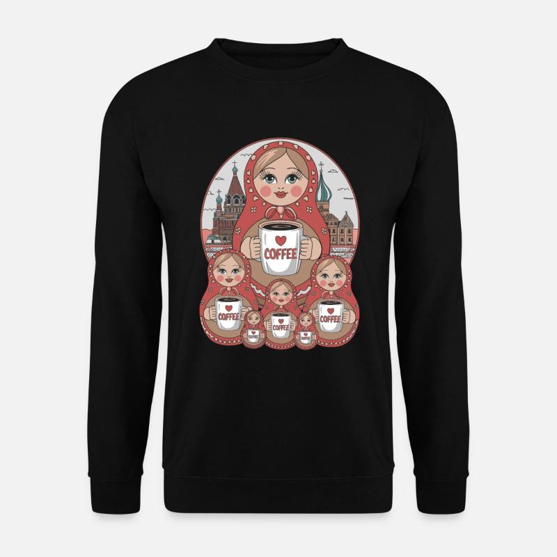 Niedliche russische Tradition Puppen Kaffee - Unisex Pullover - Schwarz