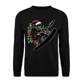 Wakeboarding Santa Claus Wakeboarder Christmas - Unisex Sweatshirt - black - Front - Alina (178cm) & Michal (187cm)