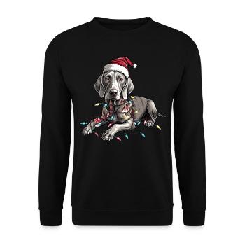 Braque de Weimar chien Père Noël - Sweat-shirt Unisexe - noir - Devant - Alina (178cm) & Michal (187cm)