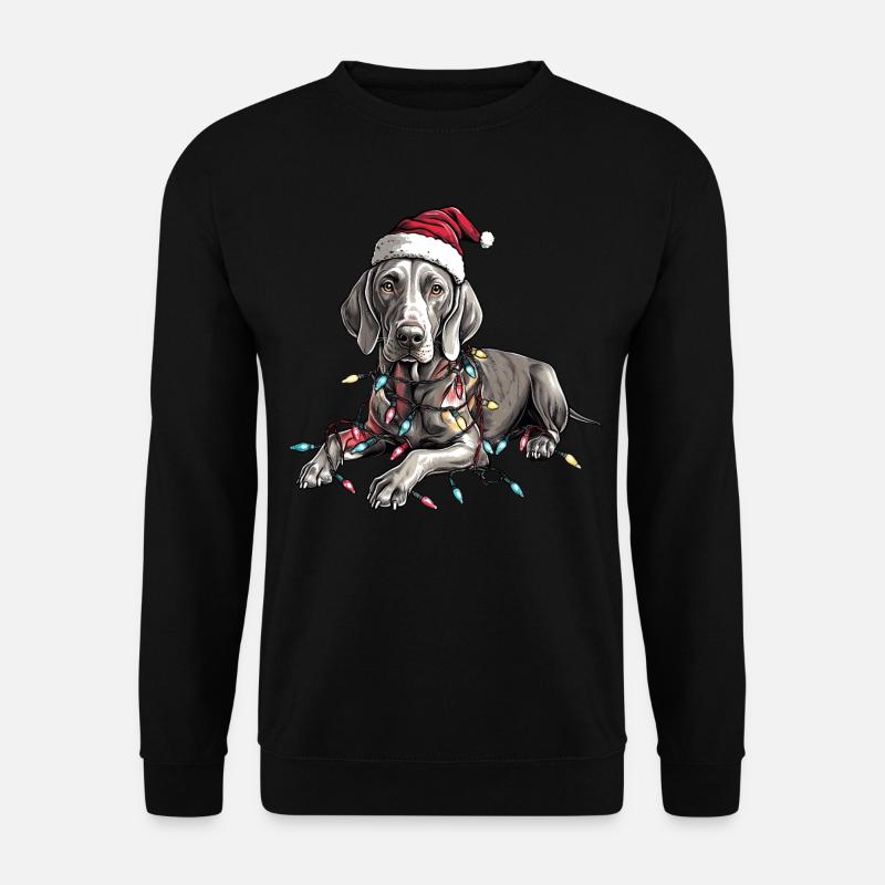Weimaraner Hund Weihnachtsmütze Xmas - Unisex Pullover - Schwarz