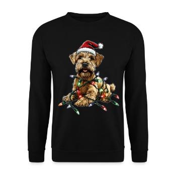 Wheaten Terrier Chien Père Noël Chapeau Noël - Sweat-shirt Unisexe - noir - Devant - Alina (178cm) & Michal (187cm)
