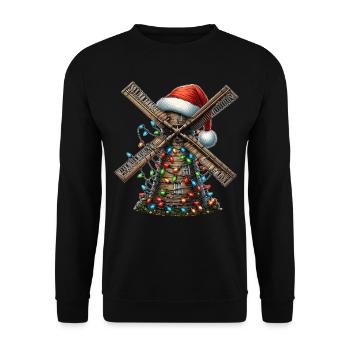 Windmühle Windkraft Weihnachtsmütze Xmas - Unisex Pullover - Schwarz - Vorne - Alina (178cm) & Michal (187cm)