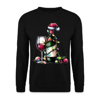 Wine-drinking drinker Santa hat Xmas - Unisex Sweatshirt - black - Front - Alina (178cm) & Michal (187cm)