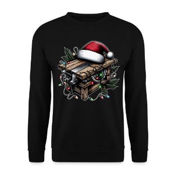 Menuisier Menuiserie Menuiserie Noël - Sweat-shirt Unisexe - noir - Devant - Alina (178cm) & Michal (187cm)