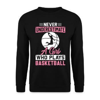 Never underestimate a girl who plays basketball s - Unisex Sweatshirt - black - Front - Alina (178cm) & Michal (187cm)