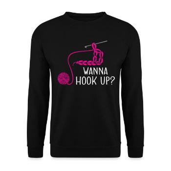 Crochet Tricot Yarn Lover Crochet Crochet Wanna Hoo - Sweat-shirt Unisexe - noir - Devant - Alina (178cm) & Michal (187cm)