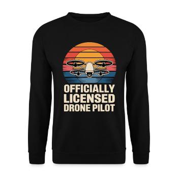 Dronenpilot für einen Dronenpilot - Unisex Pullover - Schwarz - Vorne - Alina (178cm) & Michal (187cm)