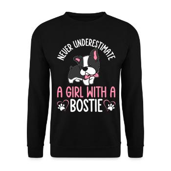 Boston Terrier Girl A Girl With A Bostie - Unisex Sweatshirt - black - Front - Alina (178cm) & Michal (187cm)