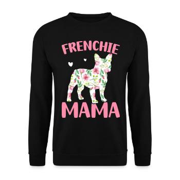Bulldogge Liebhaber Französisch Hund Mama Frenchie - Unisex Pullover - Schwarz - Vorne - Alina (178cm) & Michal (187cm)