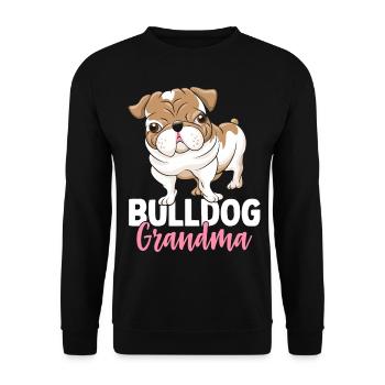 Bulldogge Großmutter Bulldoggenliebhaberin - Unisex Pullover - Schwarz - Vorne - Alina (178cm) & Michal (187cm)