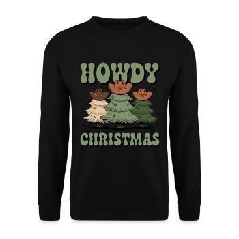 Festive Christmas Cats für den Cowboy-Weihnachten - Unisex Pullover - Schwarz - Vorne - Alina (178cm) & Michal (187cm)