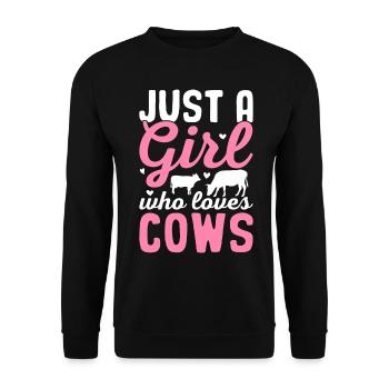 Juste une fille qui aime les vaches Cow Girl Bovin Génisse - Sweat-shirt Unisexe - noir - Devant - Alina (178cm) & Michal (187cm)