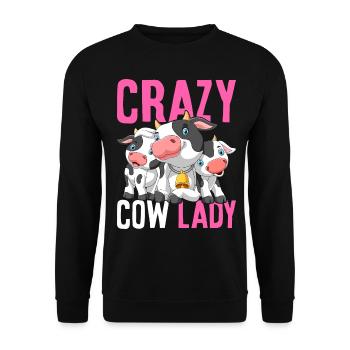 Crazy Cow Lady Drôle Bovin Génisse Fille Bäue - Sweat-shirt Unisexe - noir - Devant - Alina (178cm) & Michal (187cm)