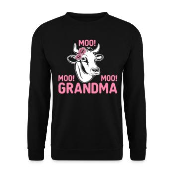 Drôle de vache bovin génisse Moo Moo mamie - Sweat-shirt Unisexe - noir - Devant - Alina (178cm) & Michal (187cm)