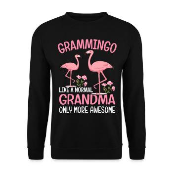 Flamingo Oma Grammingo Normale Oma Nur mehr Awesom - Unisex Pullover - Schwarz - Vorne - Alina (178cm) & Michal (187cm)