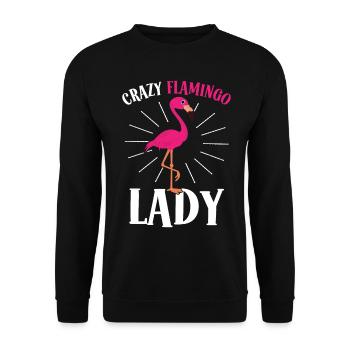 Verrückte Flamingo-Dame Verrückte Dame - Unisex Pullover - Schwarz - Vorne - Alina (178cm) & Michal (187cm)
