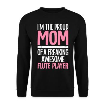 Stolze Mutter eines verdammt guten Flötenspielers - Unisex Pullover - Schwarz - Vorne - Alina (178cm) & Michal (187cm)