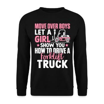 Conducteur de chariot élévateur HEO Move Garçons Fille Drive Forkli - Sweat-shirt Unisexe - noir - Devant - Alina (178cm) & Michal (187cm)